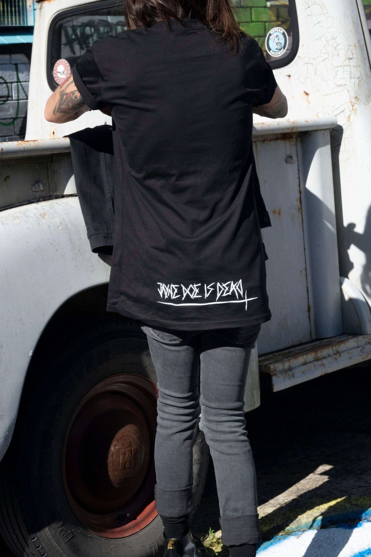 Extra Long Tshirt / Tshirt dress with jayne doe is dead words on the back