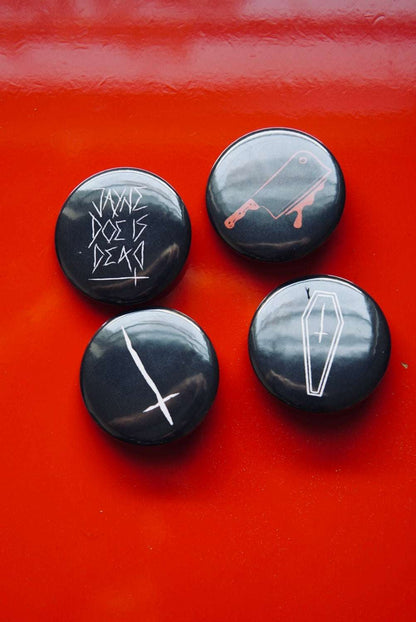 Alternative badges with mixed gothic prints